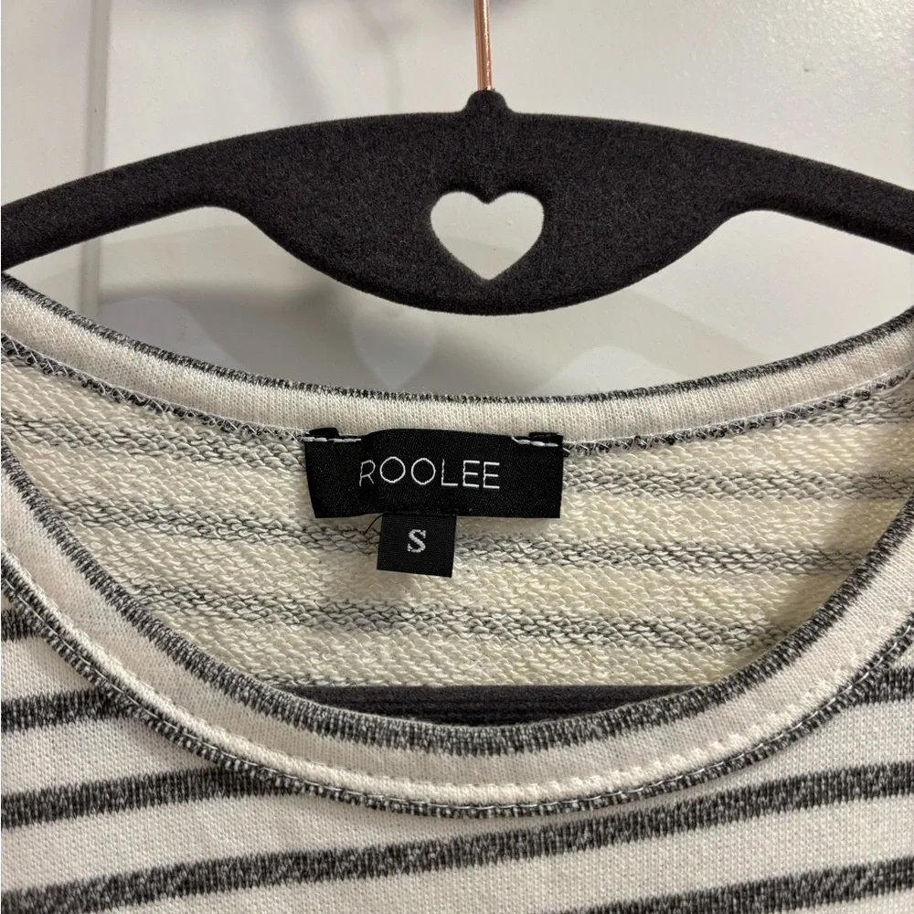 Roolee Cream and Black Striped Midi Dress